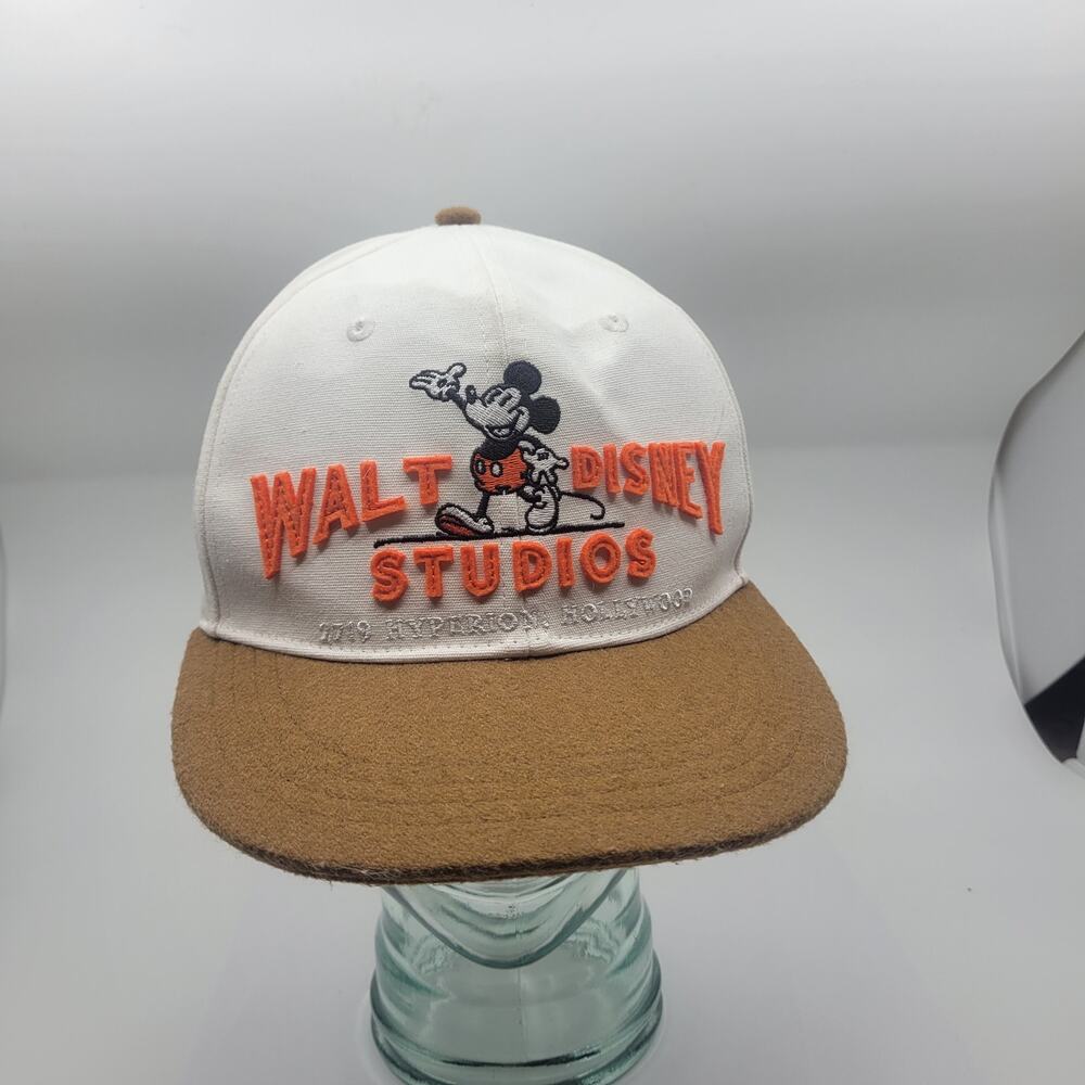 Walt Disney Studios Hat White Mickey Mouse Adjustable Cap Wool Brim 100 Years
